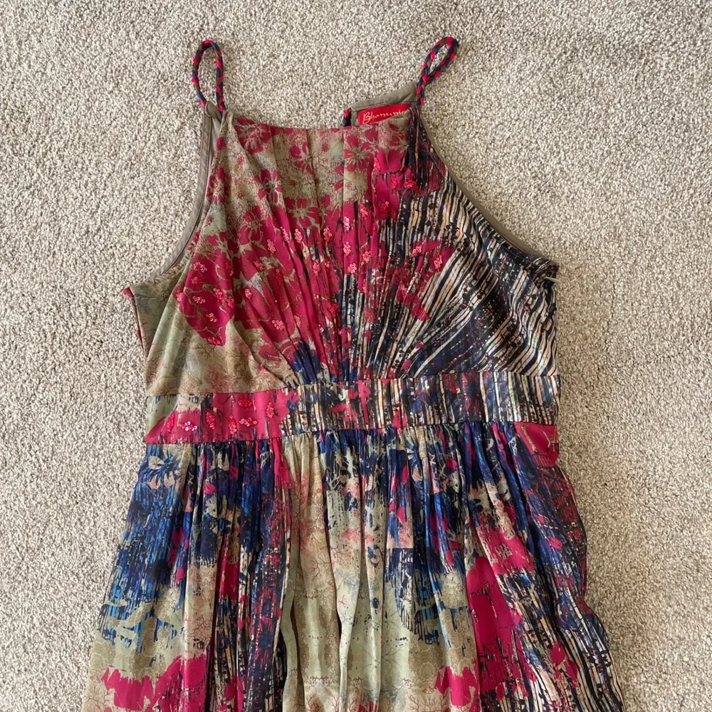 Anthropologie Bhanuni by Jyoti Abstracted Floral Maxi Dress M Sequin Details - Picture 7 of 10
